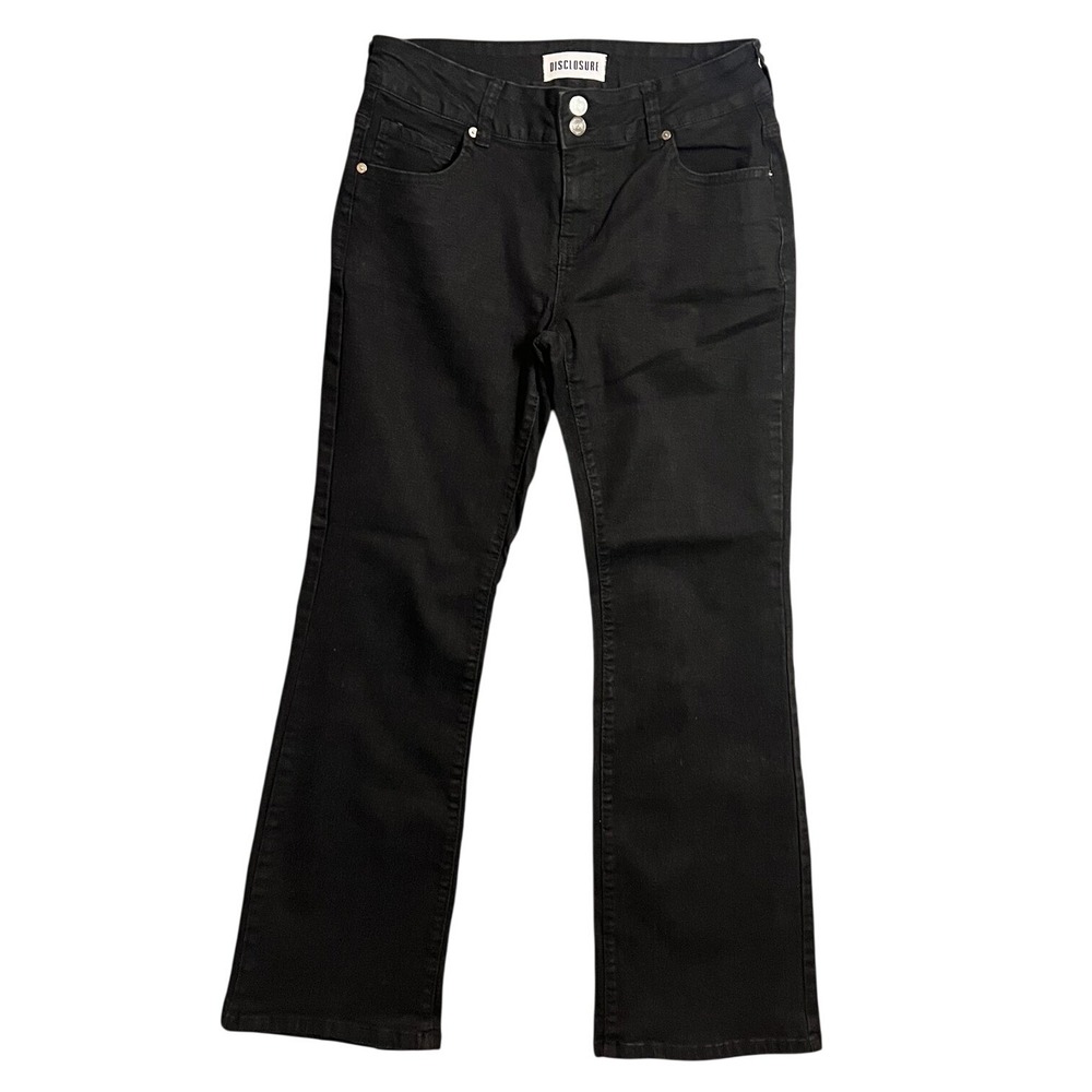 DISCLOSURE Women's Black Mid-Rise Kick Flare‎ Jeans Size 13/31 Stretch Denim